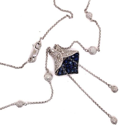 Diamond Sapphire Necklace 1.30 CTW Women Certified $3,950 822574 - Picture 8 of 10